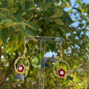 red flower handmade earrings! 🌸